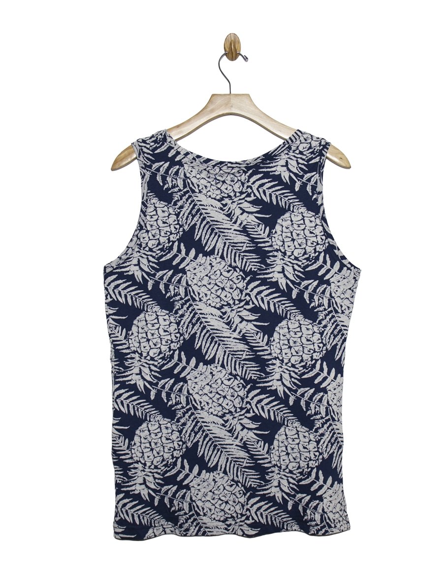 Navy Blue Graphic Tank Top