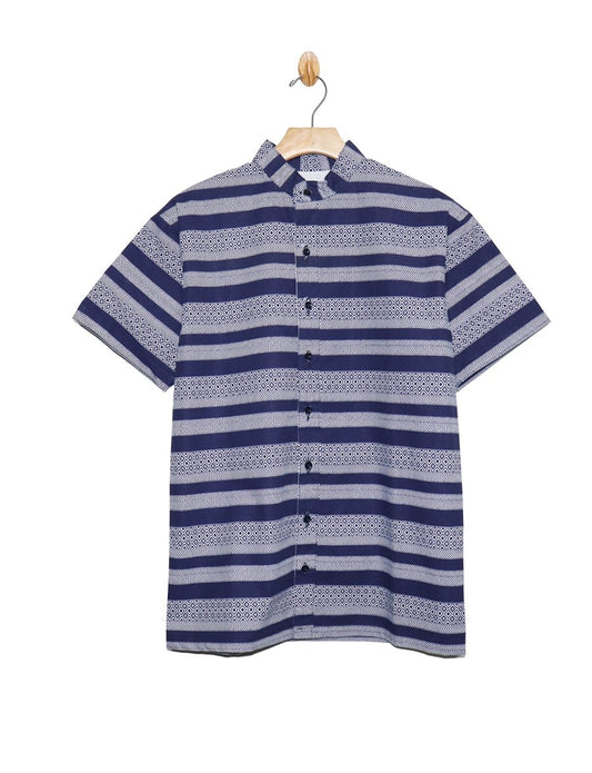 Blue Strip Cotton Short Sleeve Shirt